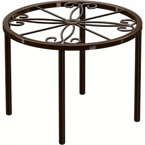 1pc heavy duty metal plant stand rust resistant round decorative flower pot rack for indoor outdoor use 60lb capacity with elegant scrollwork design brown for gardens patios home decor outdoor garden decor weatherresistant furniture