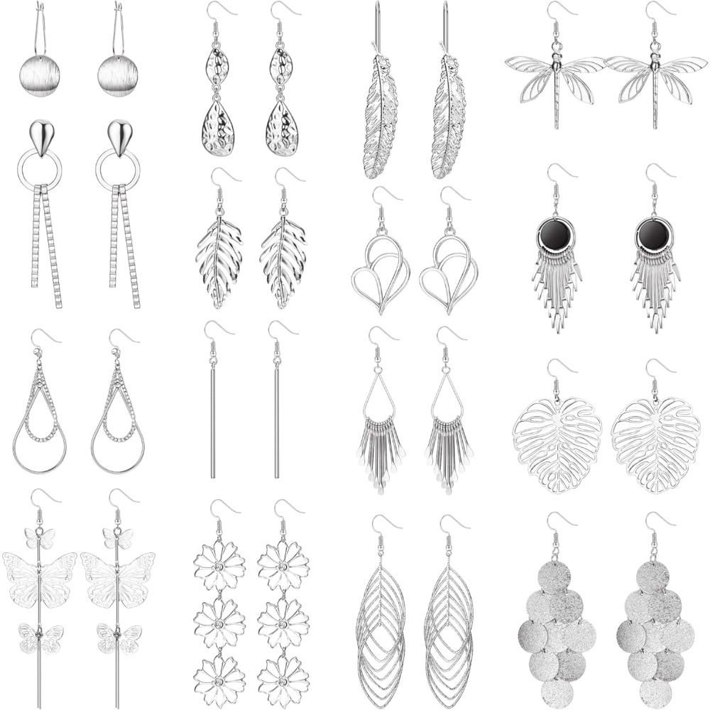 Image of 16 Pairs Drop Dangle Earrings Statement Boho Earrings For Women