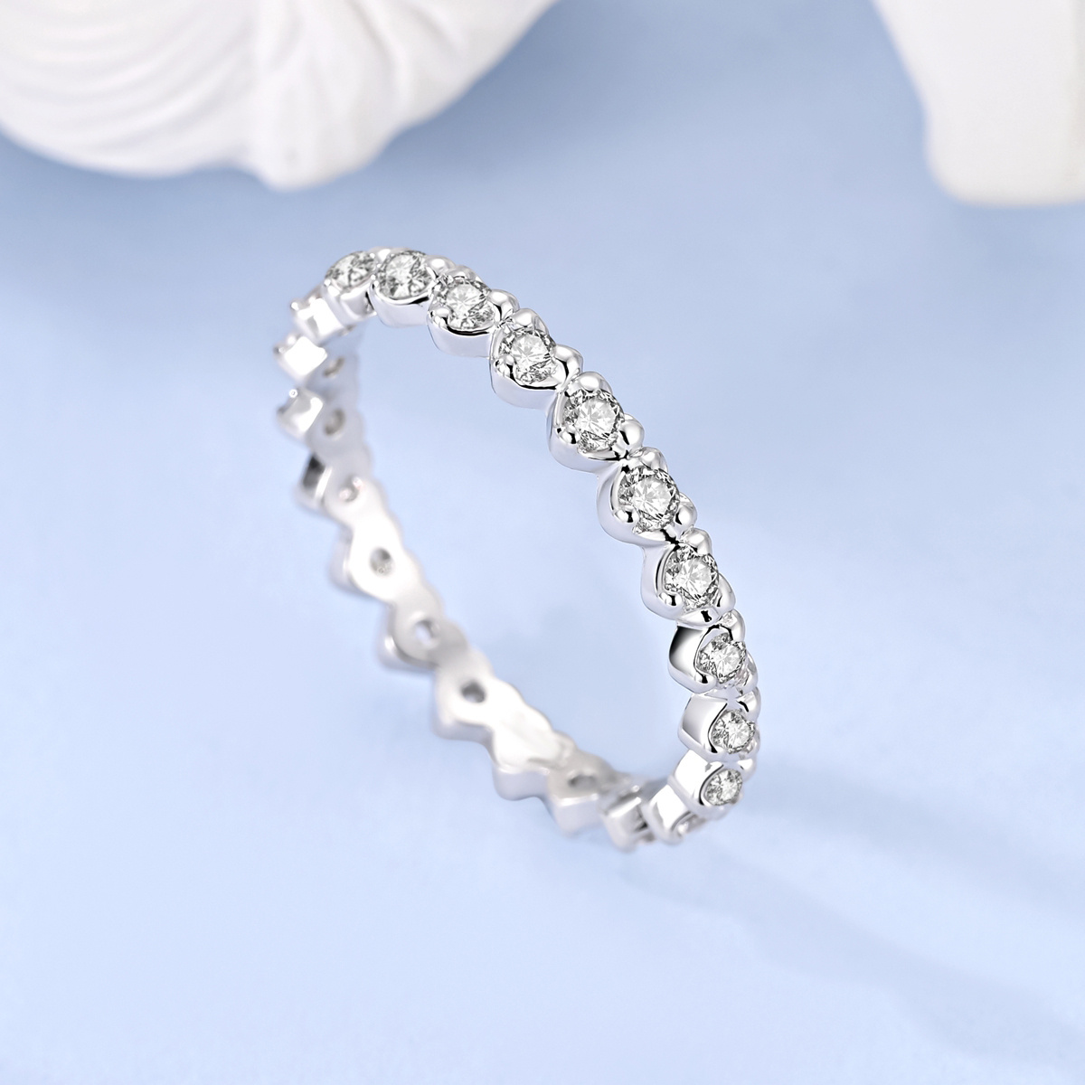 Women's 3D Heart Synthetic Stone Inlaid Ring, Elegant Gift