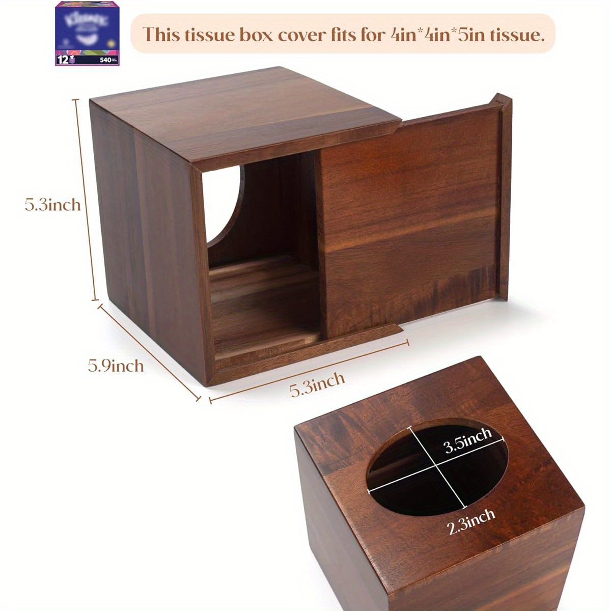 acacia   plastic tissue box cover square decorative cube holder with     5 3x5 3x5 9 inches moisture resistant for bathroom living room dining table decor Product details 2