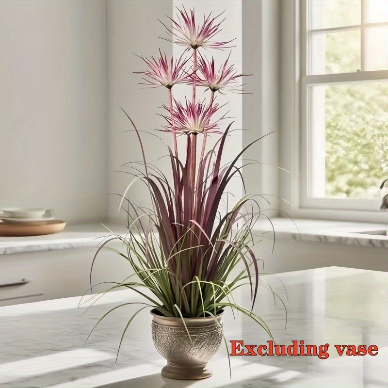 Image of 1 Bunch Of 5- Flower Artificial Simulation Reed Grass Chrysanthemum - Low Maintenance Indoor And Outdoor Decoration, High-end Design And Plants For Outdoor Decoration | Natural And Beautiful