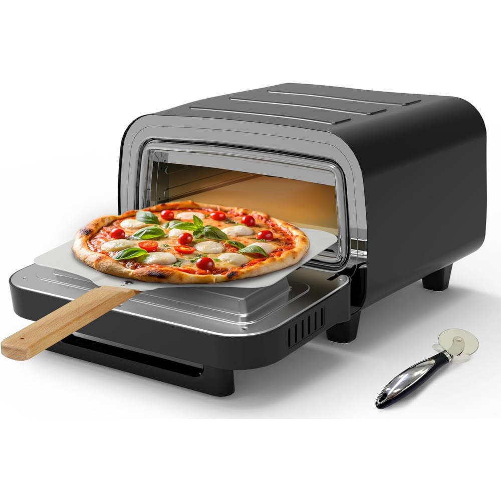 Image of 2025 Pizza Oven, Indoor Pizza Oven Reaches 840°f, 12-inch Pizzas In , Countertop Electric Pizza Maker With 6 Touchscreen , Includes Pizza Stone, Peel, And Cutter