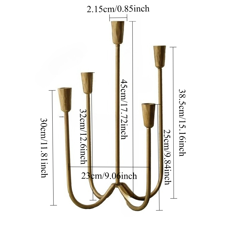 TEMU 1 pièce Bougeoir vintage doré à 5 branches, Décoration pour dîners aux chandelles, jours fériés, mariages et dîners de fête