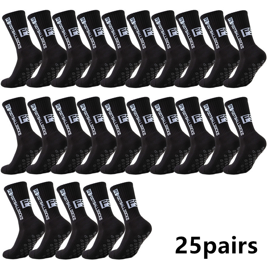 TEMU 25 Pairs Professional Athletic Non-slip Grip Socks For Men And Women, Breathable Shockproof Support Sports Socks Suitable For Football, Soccer,