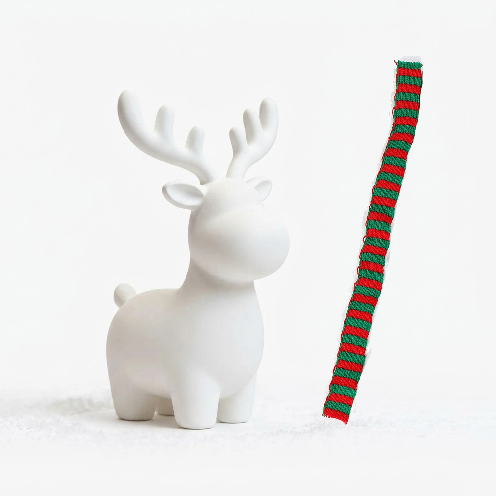 TEMU 2pcs Set Includes: A Christmas Reindeer Figurine And A Scarf Ornament; A 3d-printed, Collector-grade Reindeer Figurine; A Festive Winter Desktop