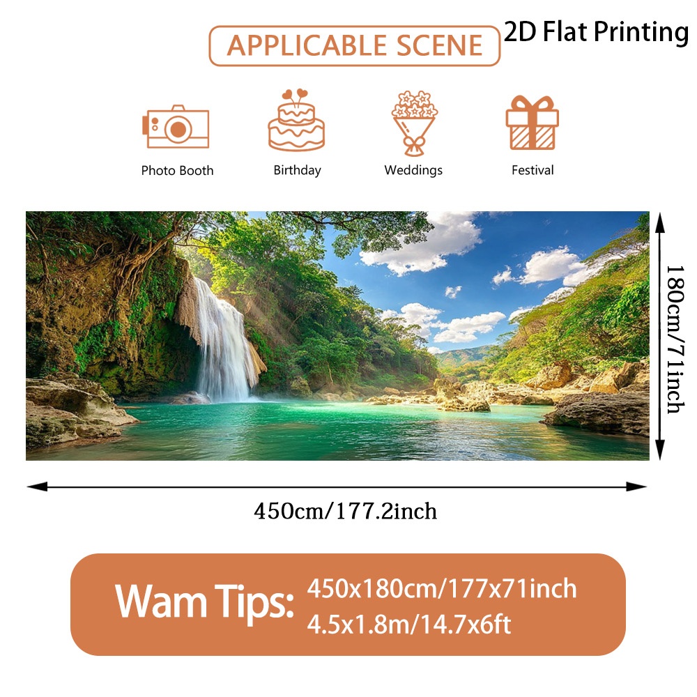 TEMU 1pc 1pcs Waterfall Banner & Fence Panel - Suitable For Outdoor/ Decoration, Wind Shielding Screen, With Fixing Rope, Durable Polyester Suitable