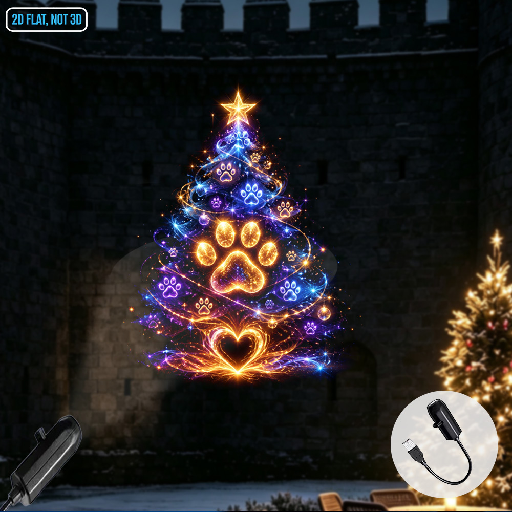 TEMU Lampada proiettore LED a forma di di animale luminosa a tema natalizio con albero di Natale, alimentata via USB, luce notturna decorativa d' per