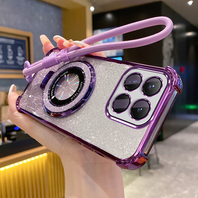TEMU para Móvil: Compatible con Xiaomi 14T Pro y Xiaomi 14T, Esta de Lujo con Diseño de Cromado y Soporte para Protección Anticaídas. de Material TPU