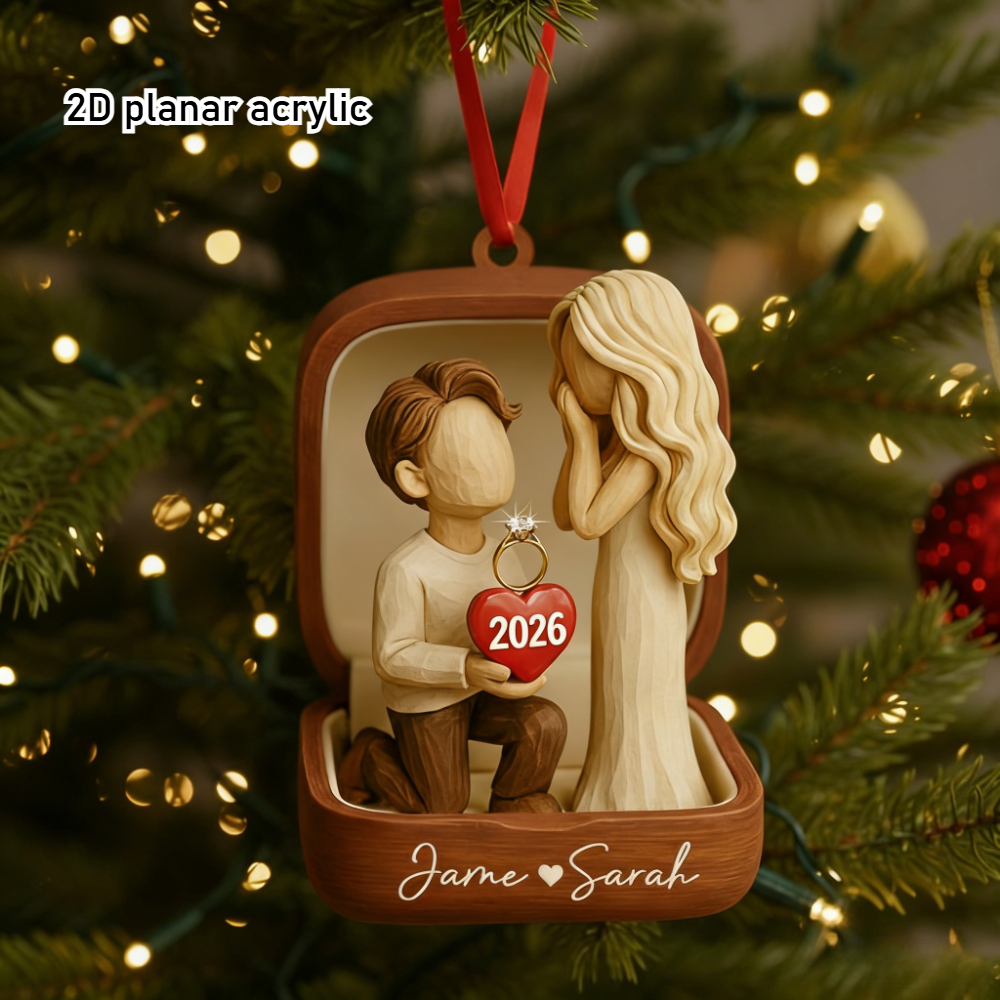 TEMU 2d Flat - Customized 2d Acrylic Proposal Anniversary Hanging Ornament | Heart/character Shape, Customizable With Name And Year, Ideal For