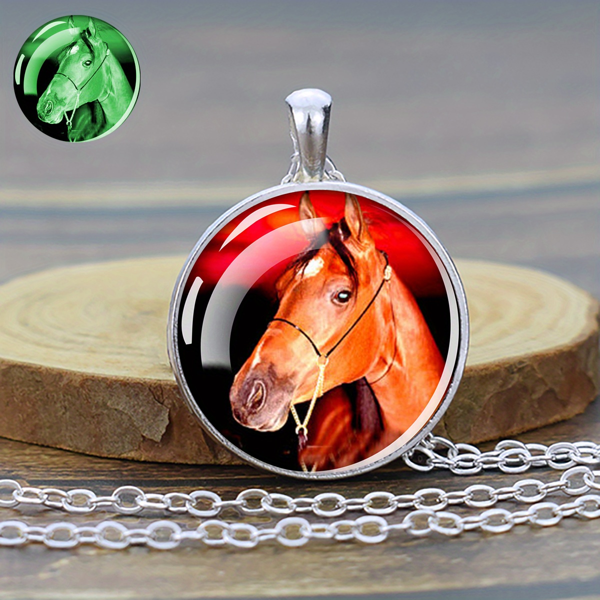 アクセサリー K18 YG ILLUSION GLASS PENDANT HORSE. 1pc luminous horse head necklace round glass pendant - Temu