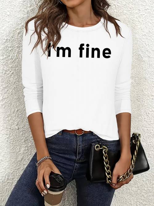 graphic print t shirt long sleeve crew neck casual top for womens clothing