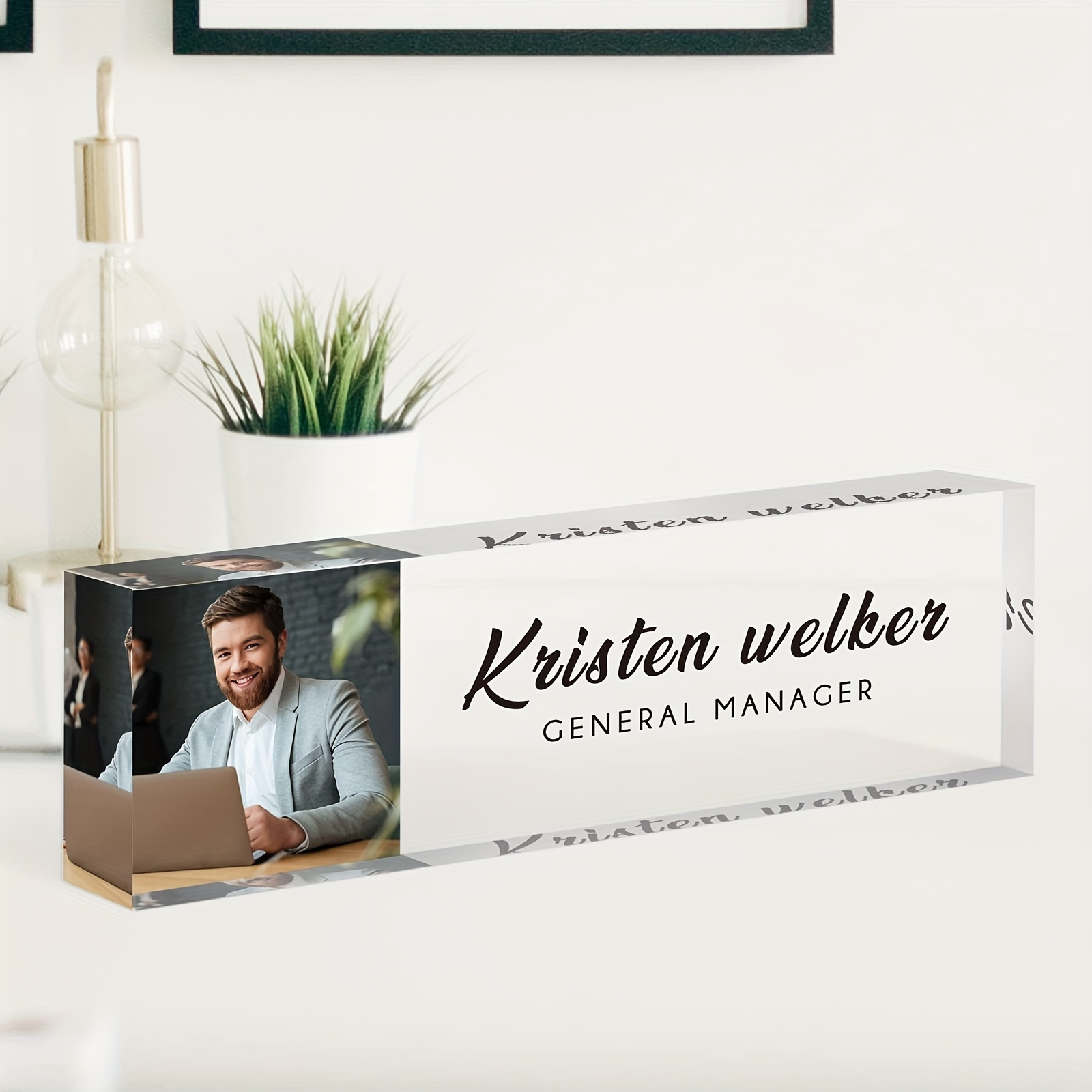 

Custom Acrylic Desk Name Plate With Photo - Personalized Office Decor, Ideal Gift For Coworkers, Bosses & Teachers, Desk Name Plate, Personalized, Acrylic Glass, Office Decor, Appreciation Gifts