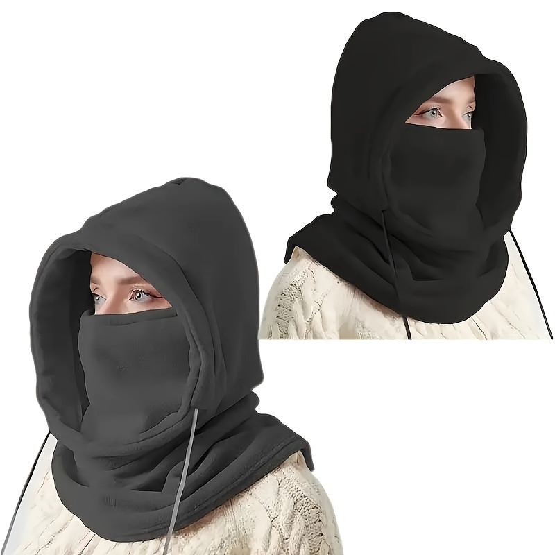 

Winter Balaclava Knit Hood - Mask With Drawstring, Motorcycle Riding Headgea Warm Knitted Cap Cold Weather