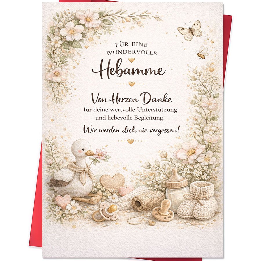 TEMU 1 Greeting Card + 1 Envelope1pcs Thank You Greeting Card For Midwives From New Parents To Gratitude For Support And Care During Pregnancy And