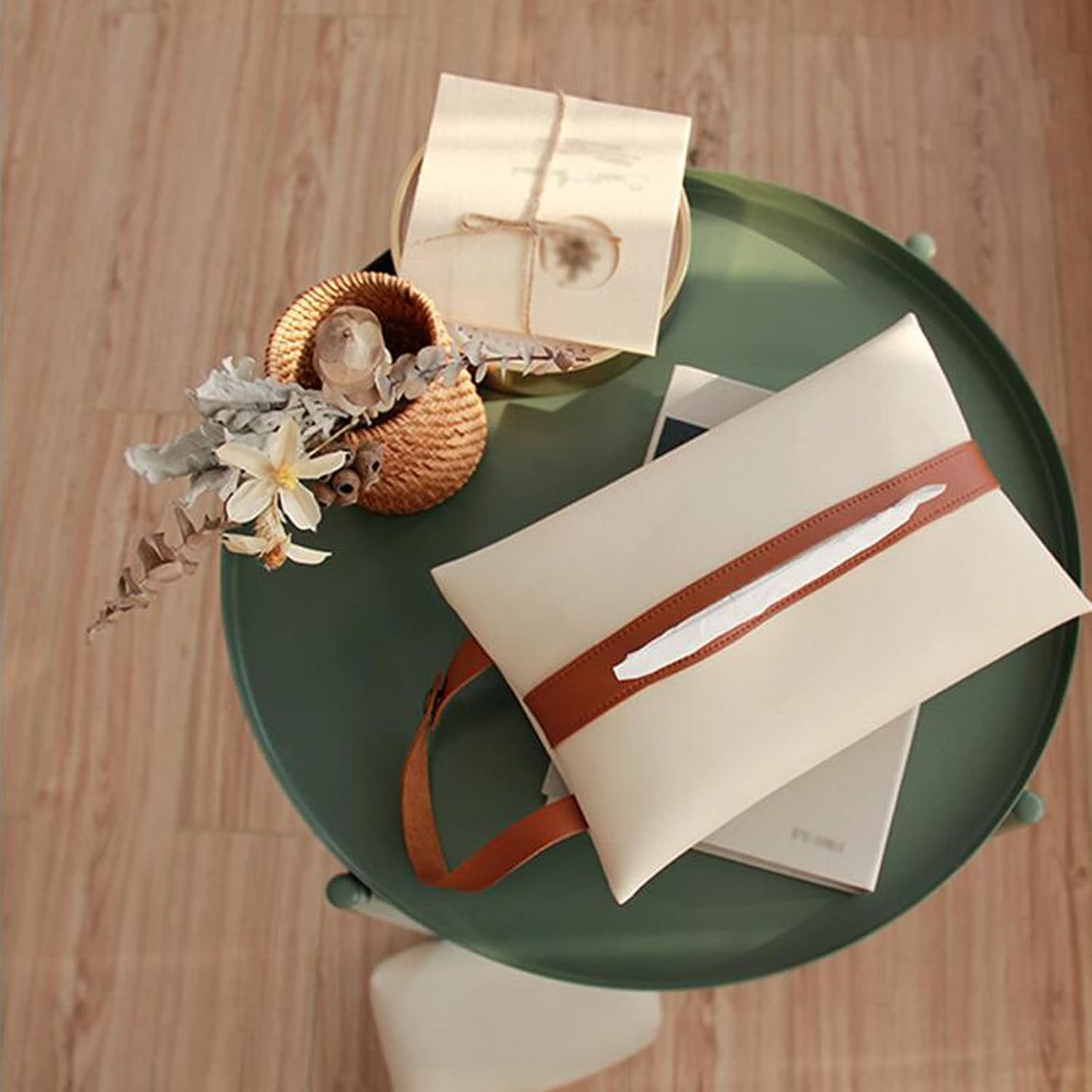 1  tissue box cover with hanging strap elegant beige   space saving organizer for bathroom kitchen   compatible with standard tissues   decor storage solution bathroom organizers and storage kitchen accessory   durable material office workers     material office professionals Product details 6