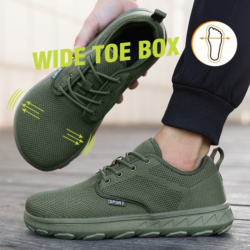 TEMU [sneakers] 1 Pair Men's Wide-cushioned Walking Shoes, Wide-toe Outdoor Solid-style Hiking Shoes, Lightweight And Comfortable Training Running