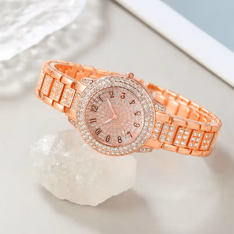 6pcs set watches for women set with 5pcs bracelet necklace earrings ring jewelry for women set elegant womens watches valentines day birthday christmas gifts for women reloj de mujer watches for women Product details 16