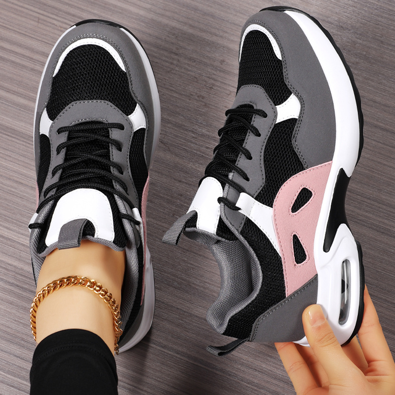 Image of Women' Cushion Sneakers - Upper & Sole, Cushioned For Walking, Standing, Gym - - //grey// - /korean Style Casual Shoes