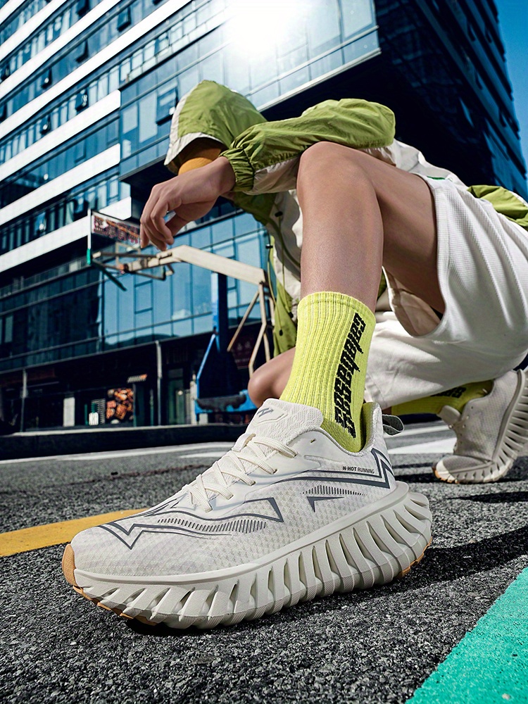 Men'S Lightweight Breathable Running Shoes - Cushioned Athletic Sneakers with Non-Slip MD/TPR Outsole, All-Season Training Shoes for Gym, Hiking, Jogging - Grey/Green Accents - Lace-Up Closure for Secure Fit - Ideal for Beginners & Advanced Runners, Outdoor Activities, Sporty Design, Durable Construction, Performance Footwear, Active Lifestyle