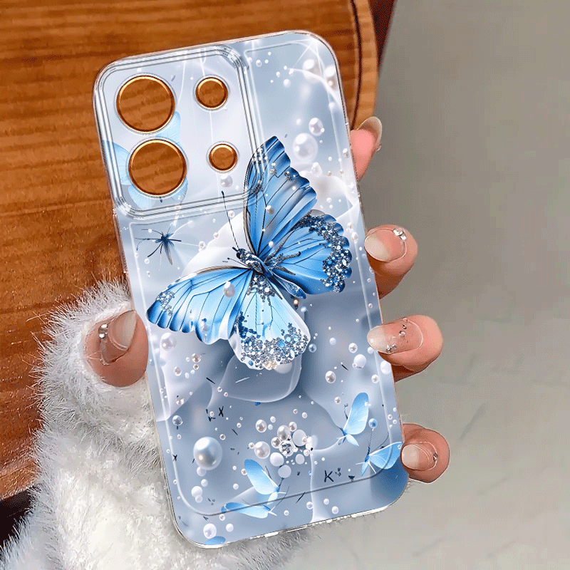 Etui za telefon - Modri etui za telefon z motivom kristalnega metulja in sanj za Redmi 10 12C 13 14C + A3 Note 8 11S 12 13 14Pro+ Xiaomi 10T 11