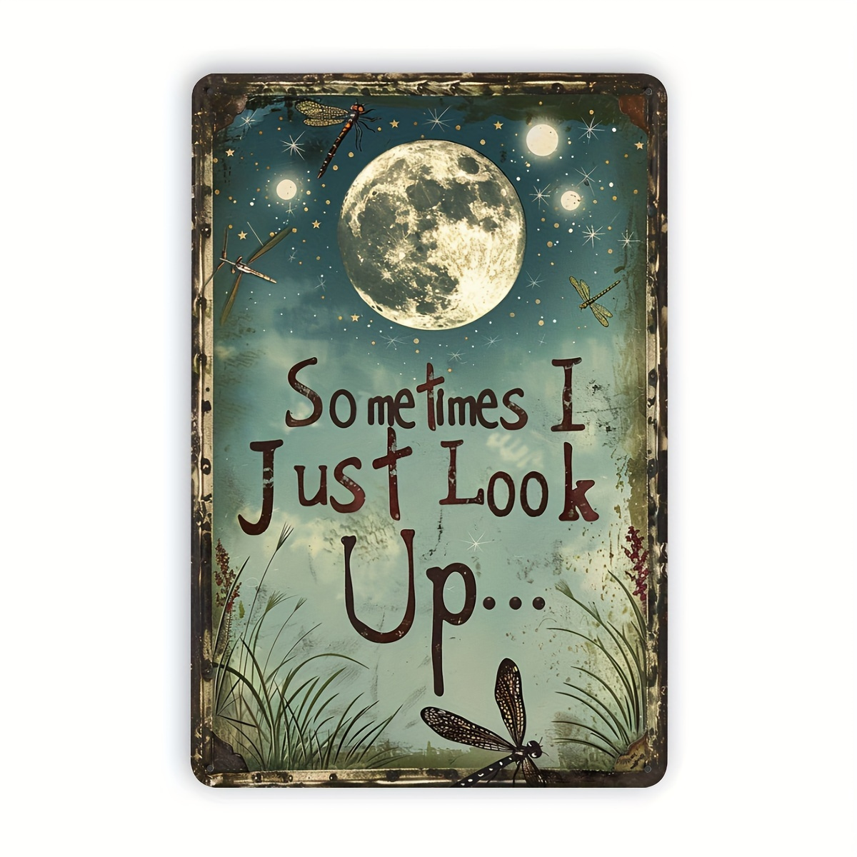 TEMU 1pc And Moon Metal Tin Sign Wall Art " I Up..." - 20.32cm X 30.48cm Rustic Wrought Iron Weather-resistant Indoor/outdoor Decor, Suitable For