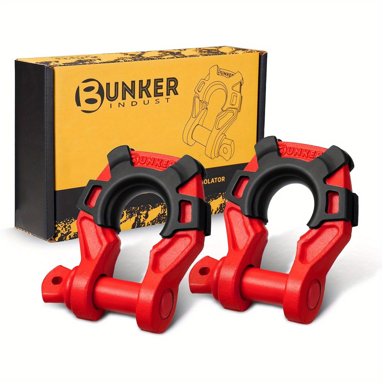 TEMU 2pcs Indust 3/4" D Ring Shackles With 7/8" Pin, Red Tow Shackles With Isolator For , Truck, Atv, Utv - 42,000lbs Strength, Ideal For Off-road Recovery & Towing