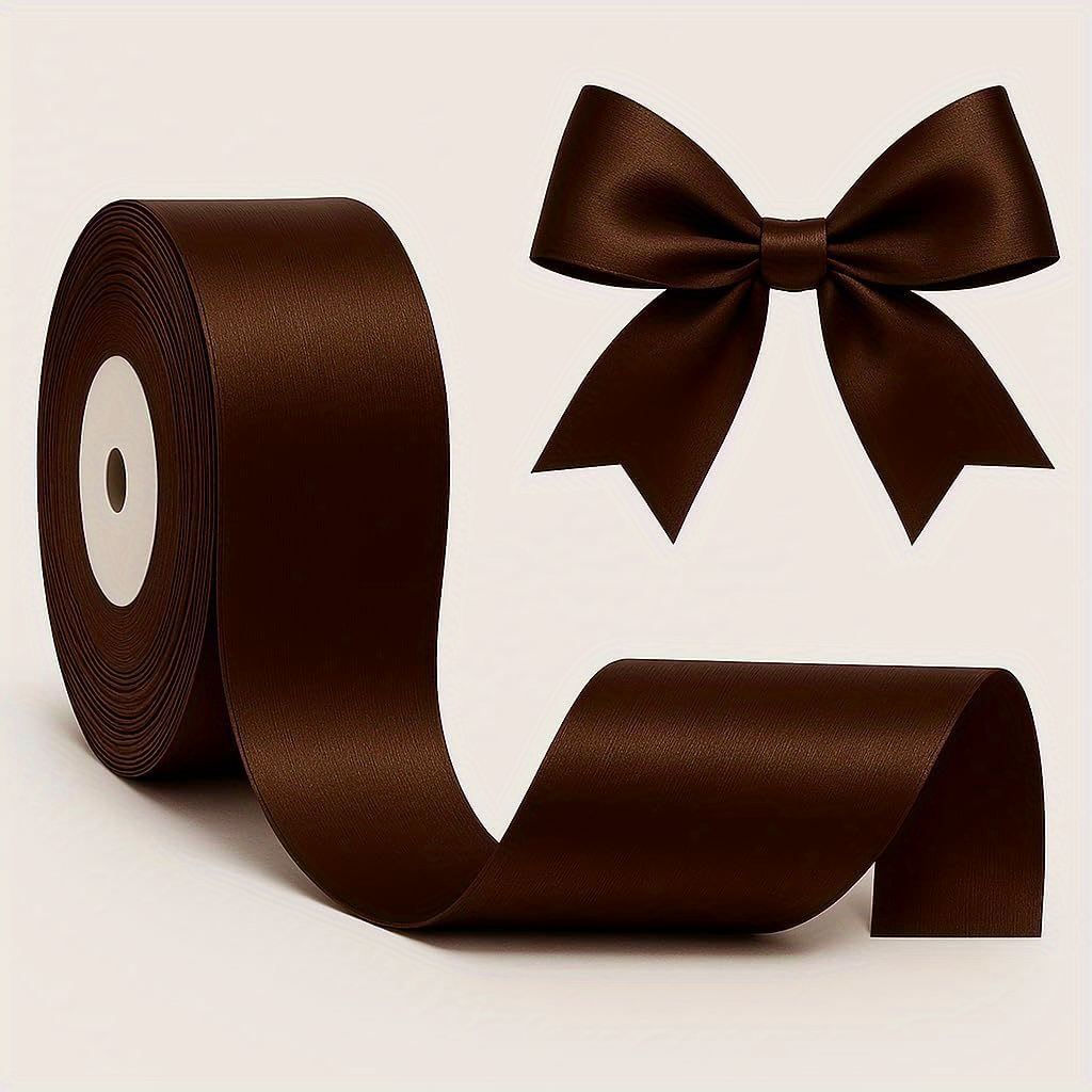 Image of Brown Ribbon 1"x22yds - For Premium Gift Presentation, Craft Detail Accents, Hair Accessory Styling, Balloon Garland Ties, Rustic Wedding Arrangements, Anniversary Celebrations & Fashion Projects