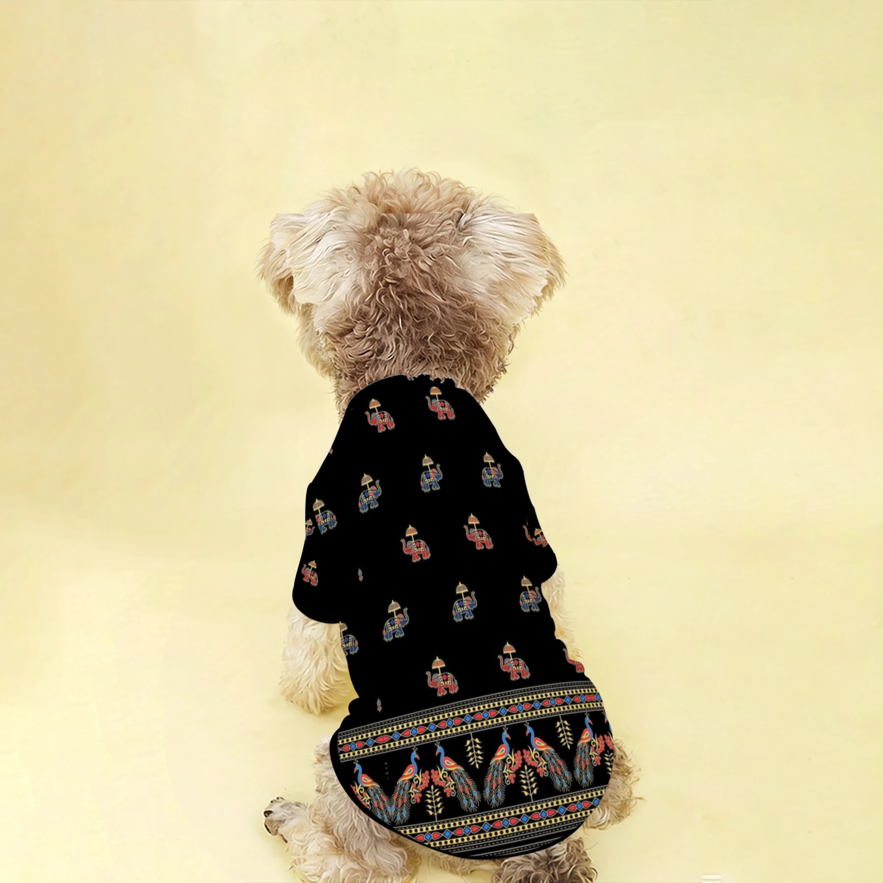 TEMU 1pc & Peacock Print Pet Outfit - South Asian Suitable For , Small/medium Puppy Clothes With South Asian Pattern, Hand Washable For Daily Wear,
