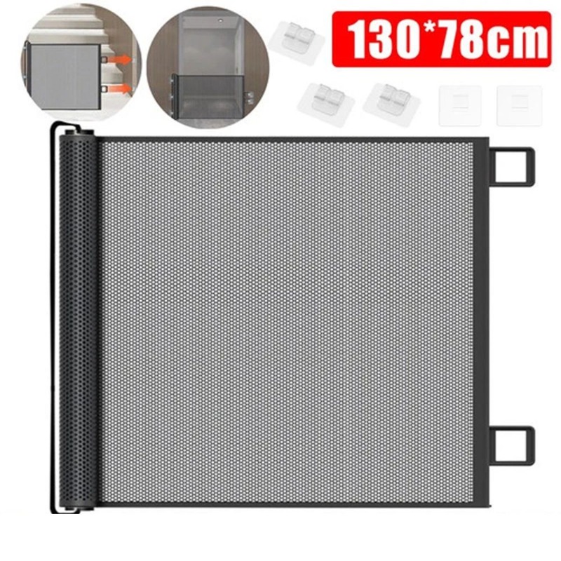 Dog Retractable Gate - Net Fence, Adjustable No Drilling Gate For Dogs And Cats - Indoor And Outdoor Gate - Retractable Gate With Mesh Structure For Living Room Bedroom Kitchen Dining Room