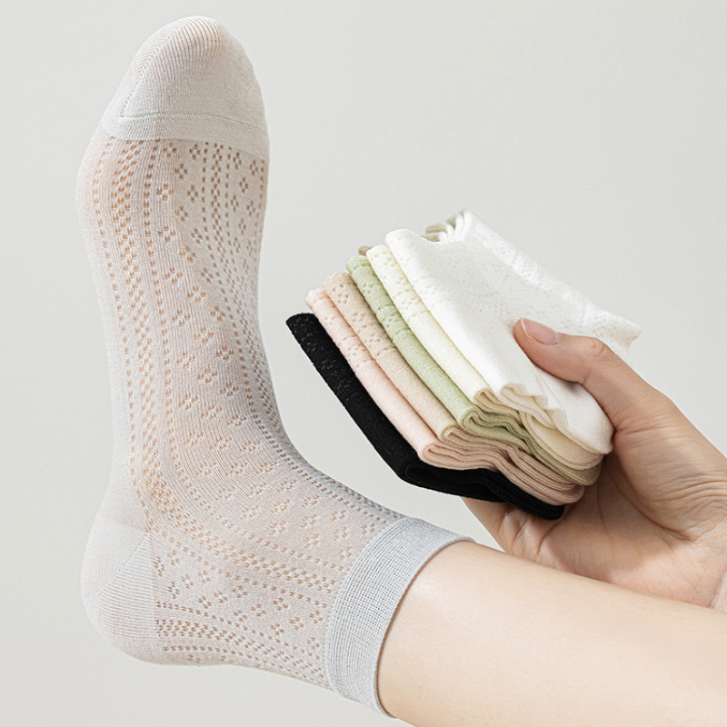 TEMU Random -pair Women's Stockings, Summer Thin Cooling Breathable Socks, Thin Postpartum Socks, Summer Boneless Mid-calf Socks