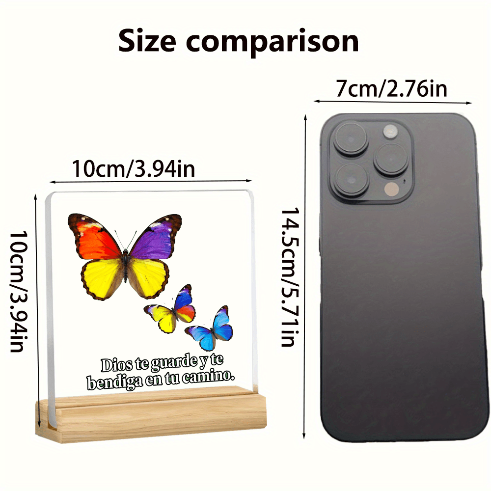 ornament acrilic 2d plat, cu   fluturi colorați aranjați în diagonală, imprimat uv | decorațiune cu tematica zborului fluturelui, credință și vindecare