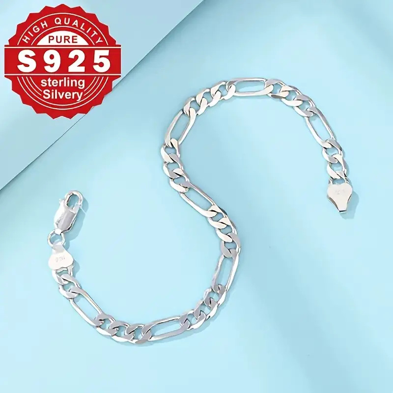 TEMU 925 Sterling Silvery 4mm Fashion Bracelet | Unisex Hip Hop Style | Perfect Gift For Her/him | Music Festival Party Jewelry, Gift Ideas, Festival