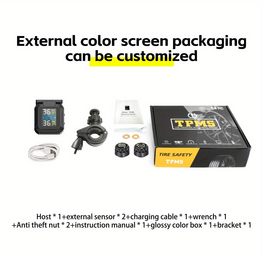 Motorcycle TPMS LCD Monitor with 2 External Sensors product detail image 3
