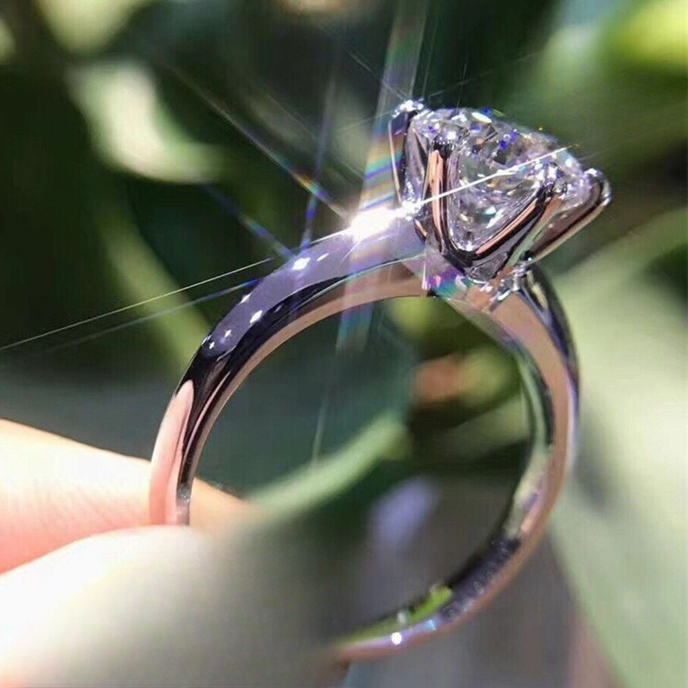 2Ct Round Moissanite Ring, 925 Sterling Silver, Ideal Birthday Gift