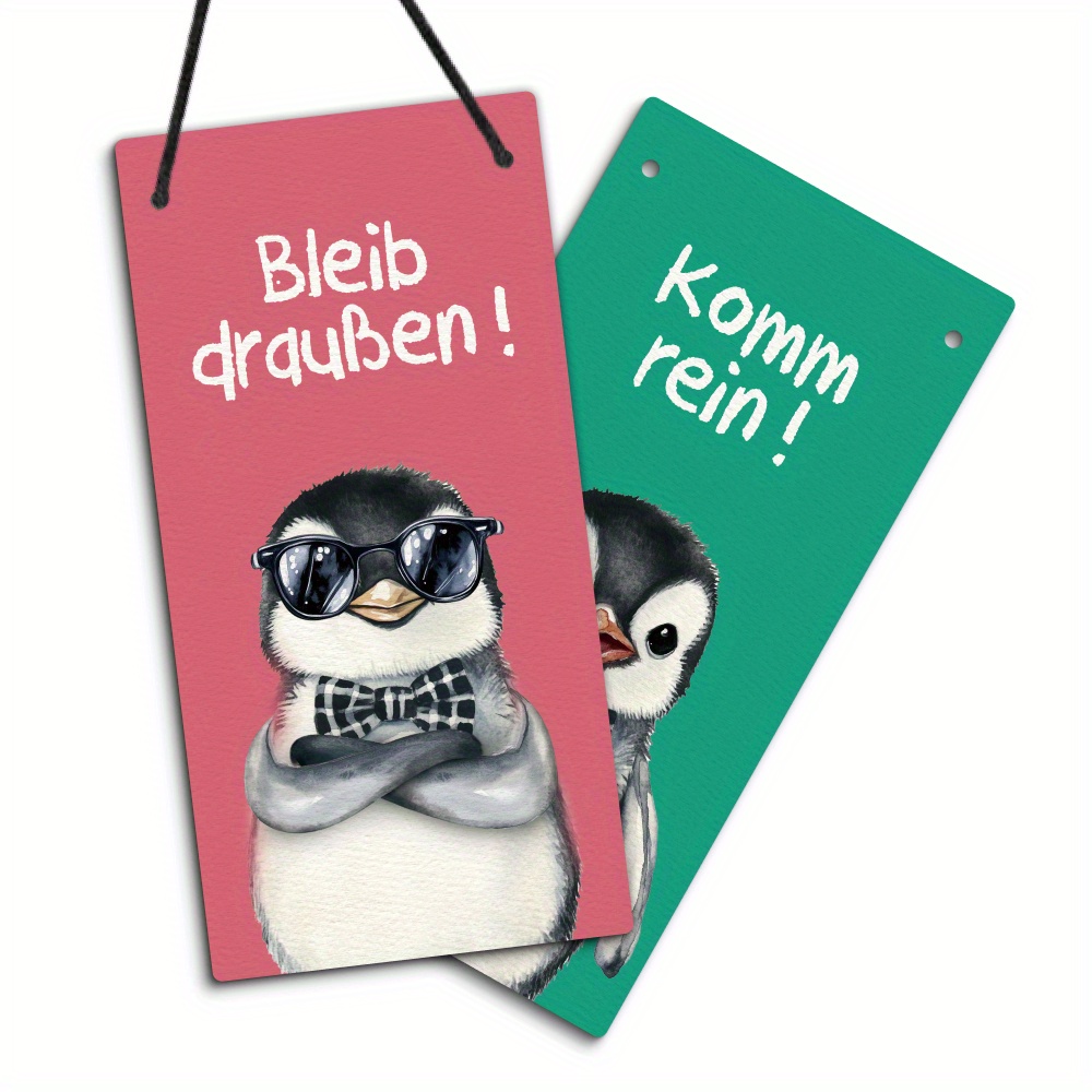 Image of Putuo Decor 1pc German Pvc Reversible Double-sided Sign, ! ! Hanging Plaque For Home Farmhouse Shop Bar Pub Club Conference Room Meeting Room Office Clinic Vet Restaurant, Gift