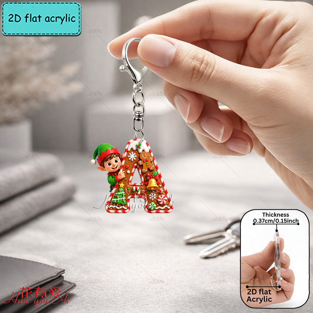 TEMU 2D, [ 2D] Llavero de acrílico, Llavero de elfo navideño, Llavero , 26 , Navidad, Elfo adorable, Accesorios para llaveros, Accesorios de moda,