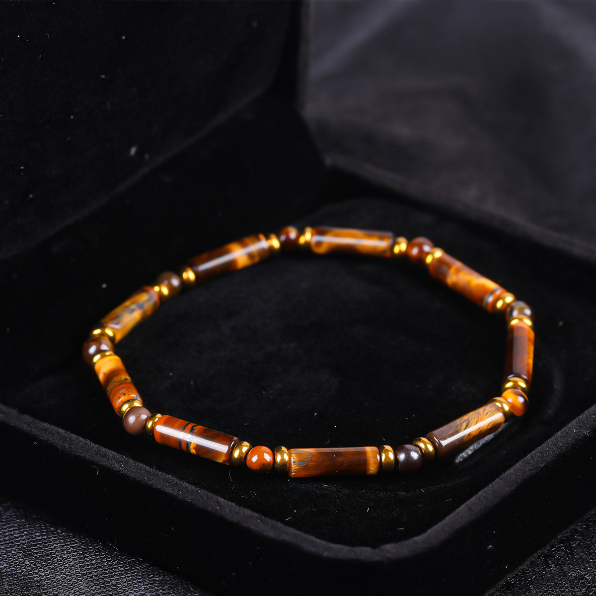 Natural Tiger's Eye Tube Bead Bracelet, Bohemian Gift for All
