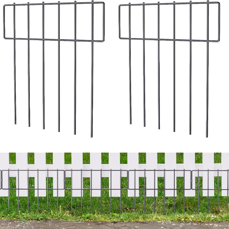 

19 Fence, Animal Fence For Dogs And Rabbits, No Digging Rust Proof, 17 Inches (h) X 20. 8 Ft (l) Decorative Metal Fence, Ground Stakes For Dogs And Rabbits For Use, Suitable For Outdoor Use.