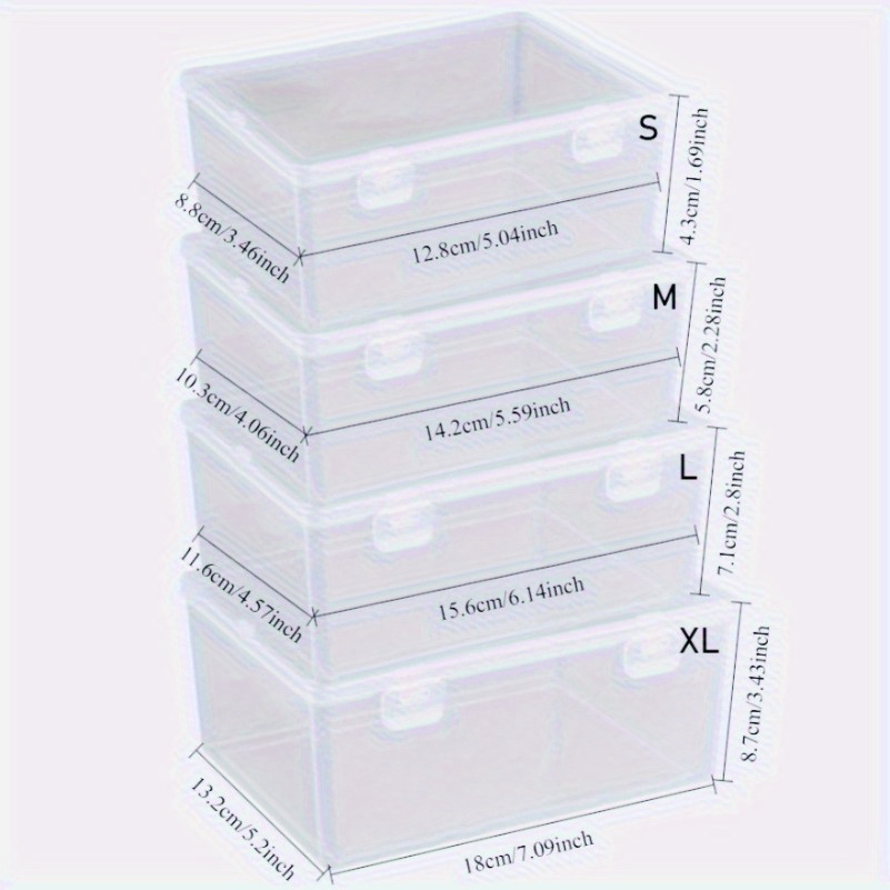 4pcs Transparent Stackable Organizer Boxes with Secure Flip-Top Lids