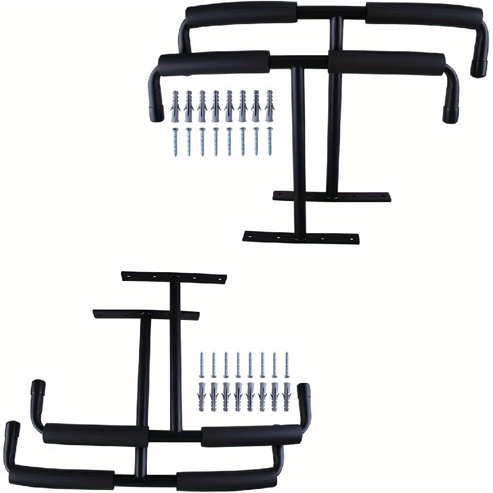 Image of Stainless Steel Black Ceiling Garage Hooks, Double 4pcs, Double Ladder Hooks, Tools For Sturdy Storage System