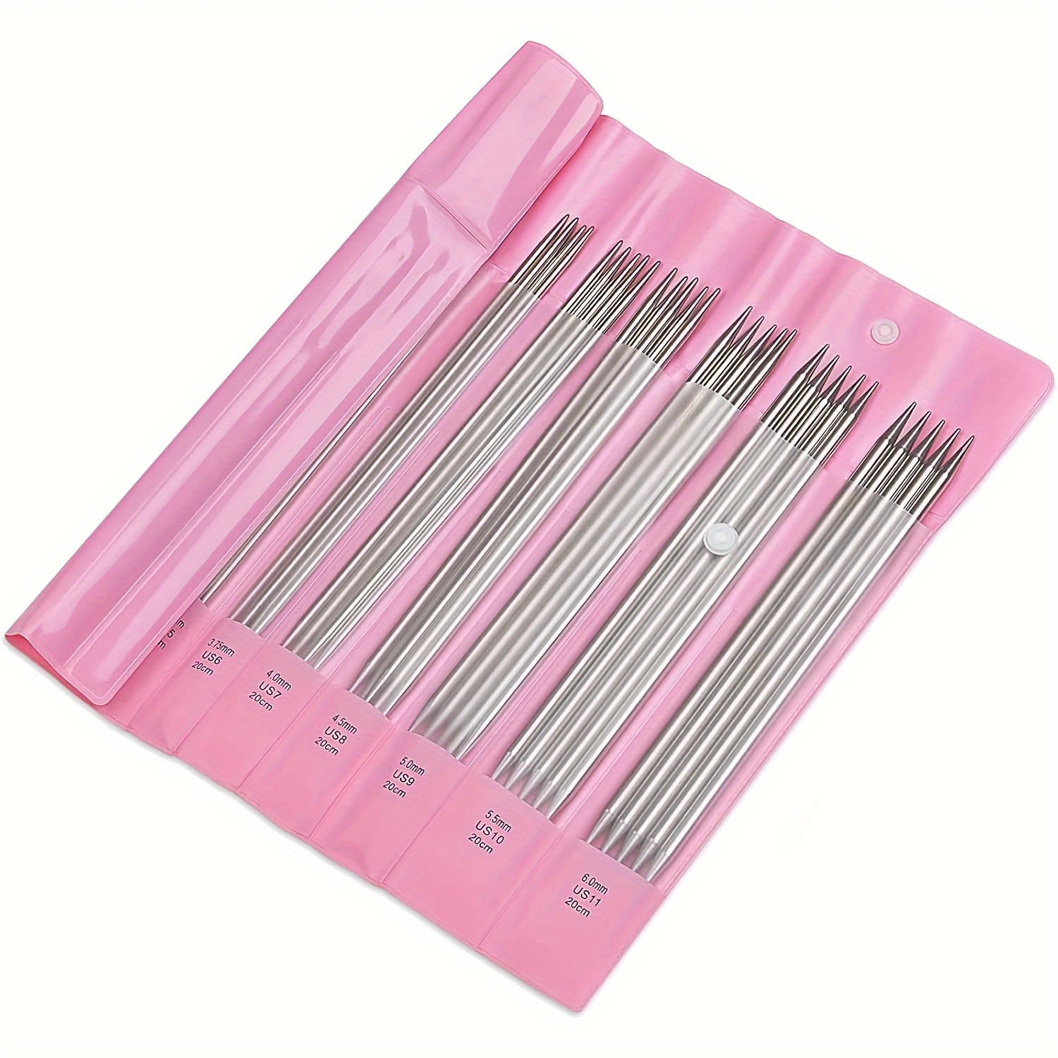 55pcs Short Double Pointed Needles Set 20cm, Double Pointed Knitting Needles With Case, Dpns Knitting Pins Set For Beginner And Small Projects, Sock Metal Needles 11 Sizes 2.0mm To 6.0mm