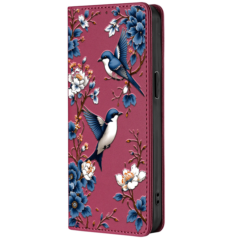 TEMU Phone Case - 2d Painting Colorful Painted Double-fold Edge, Faux Leather Flip Cover Creative Phone Case With Card Slot Anti-theft Stand Wallet,