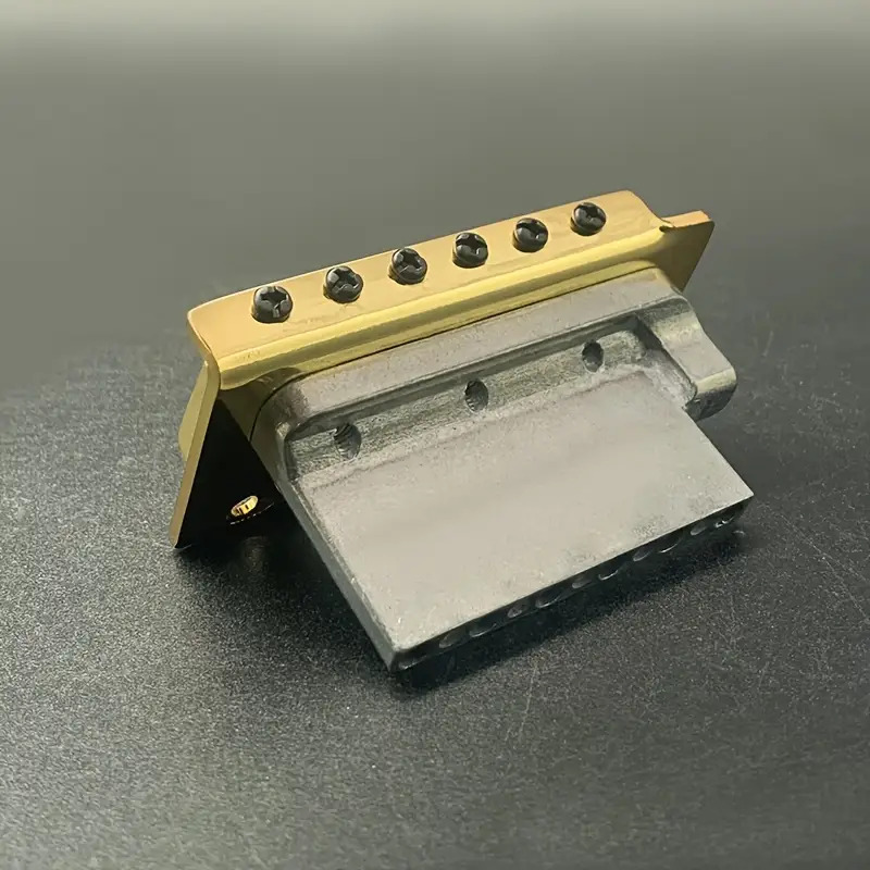 1 Set Alloy 6-String Flat Saddle Single Tremolo Bridge System for Electric Guitar, Including Bridge Plate, Tailpiece, and Installation Accessories- Silvery/Golden/Black, Guitar Hardware