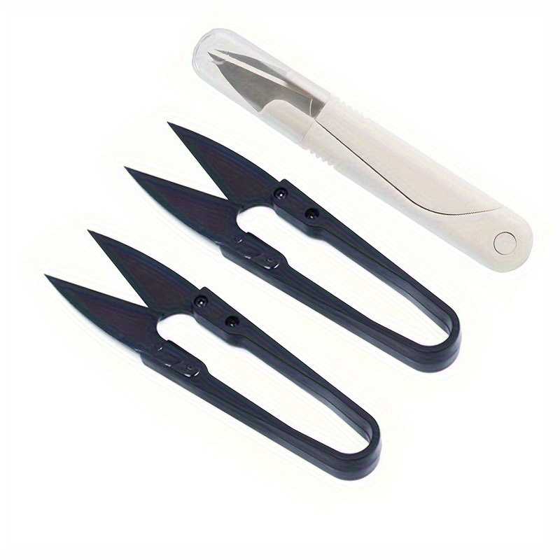 3pcs Set Of Metal U-shaped Embroidery Scissors - Pointed , For Portable Thread Trimming In Sewing And Crafting Projects, And Cutting Office Paper, Suitable For Sewing And Office Trimming