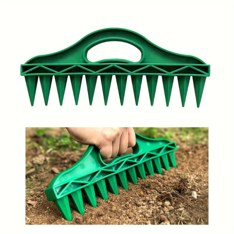 

1pc Pp Handheld Garden - 12-hole Soil Digger For Quick Seed Planting, Waterproof, Green With Ergonomic Handle And Footrest