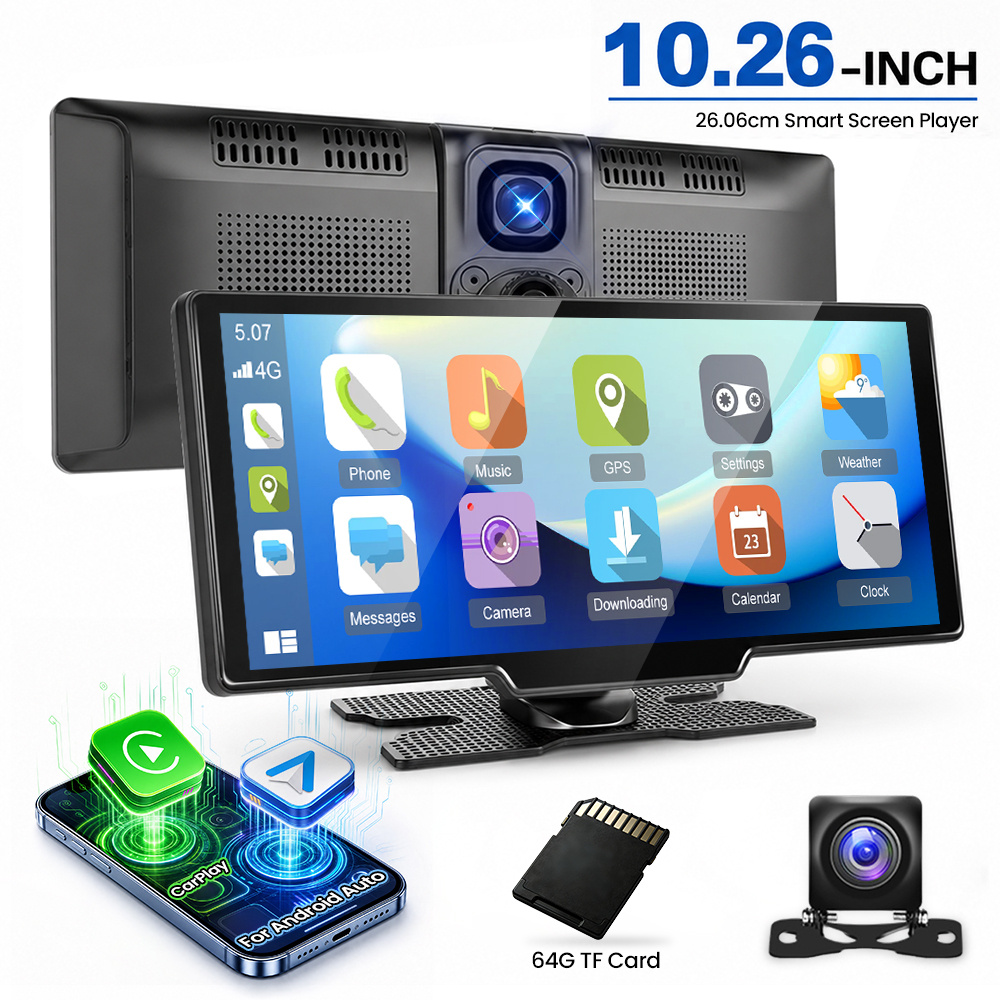 Image of 10.26-inch Hd Ips Portable Car Stereo, & Auto, , , Mirroring, Tpms Support, Backup Camera Reverse Assistance, Built-in Speaker, Aux, Fm, Bluetooth, Wifi Video Player For Cars