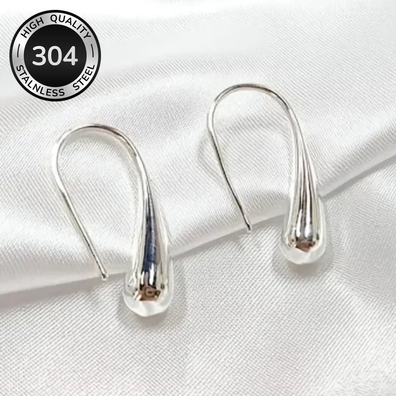 TEMU Minimalist Silvery 304 Stainless Steel Stud Earrings For Women Daily Casual Fashion Earrings Jewelry Gift
