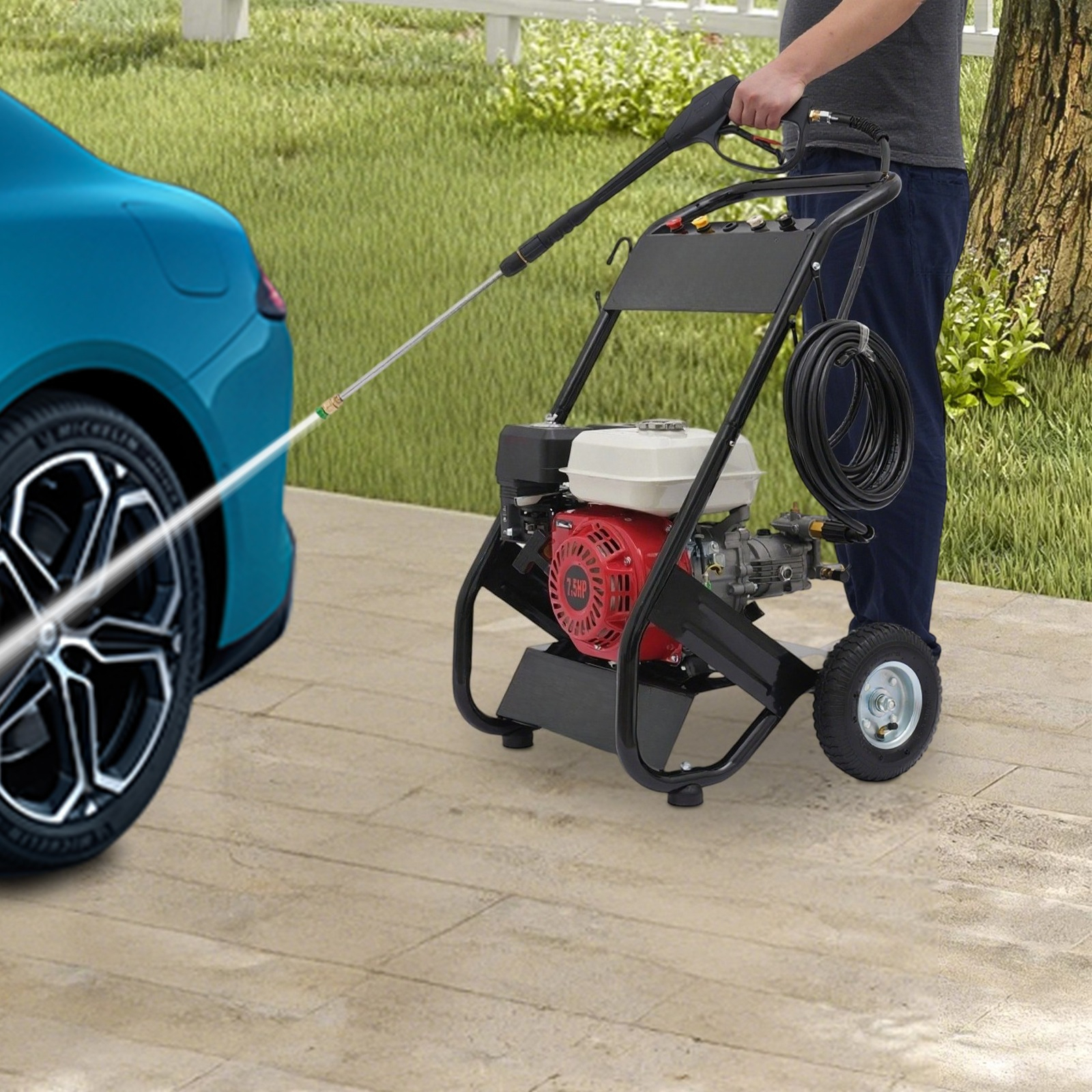 Image of Car Wash Floor Brush Combines Car Wash Brush And Floor Brush In 1 Unit Suitable For Home And Commercial Use With Full Set Of Accessories Efficient Cleaning Without Damaging Paintwork