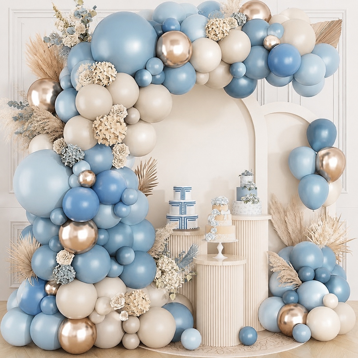 TEMU 100 Stk. Blau-Aprikosenfarbene Metall-Gold-Latexballons 5 Zoll 10 Zoll 18 Zoll, geeignet für Geburtstag, Hochzeit, Jahrestag, Festival,