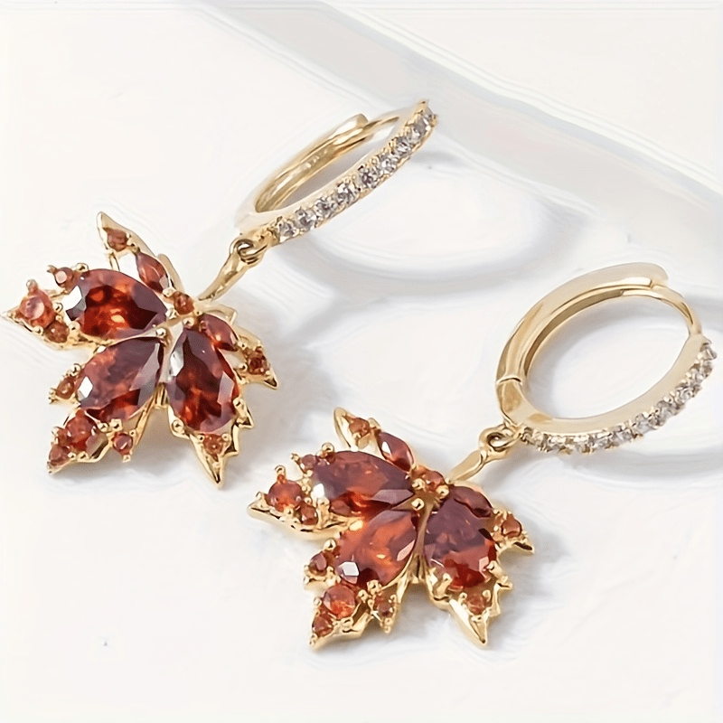 TEMU 2pcs Leaf Tassel Earrings Light Luxury High-end Ear Line Exquisite Zirconia Leaf New Year Ear Chinese Style Ear Stud Earrings
